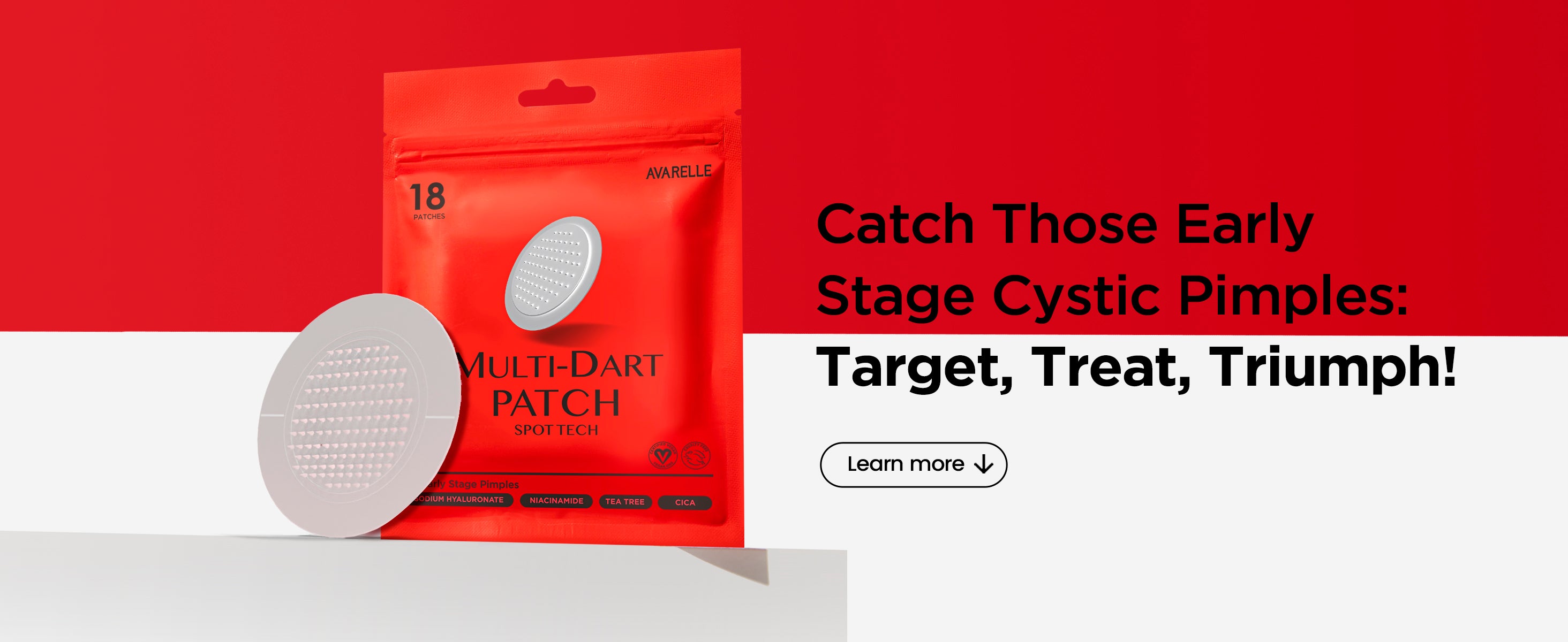 Experience clearer, smoother skin with our Avarelle Multi-Dart Patch. Infused with Tranexamic Acid and cica oil, it's your secret weapon against acne.